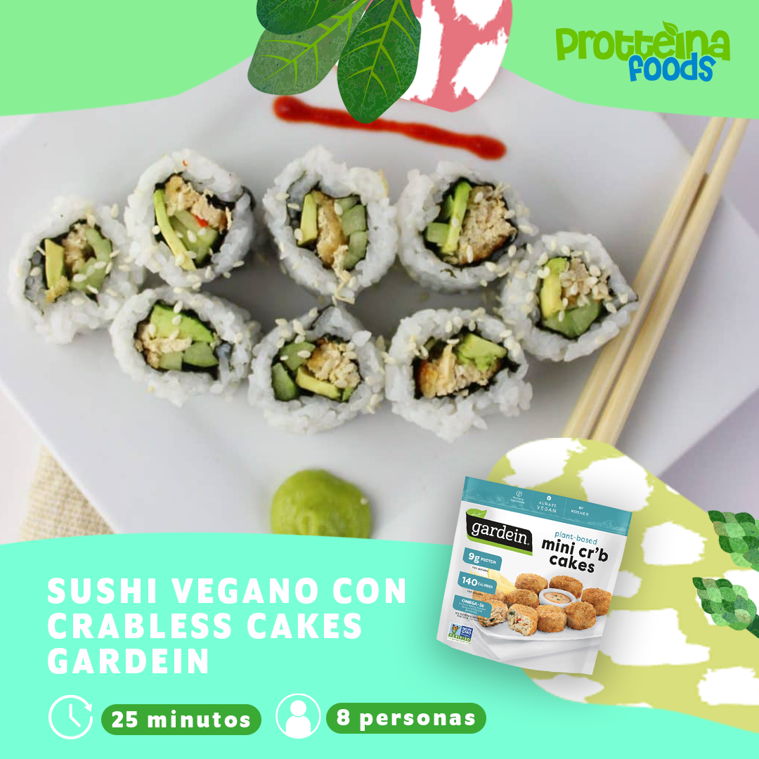 Sushi Vegano con Crabless Cakes de Gardein
