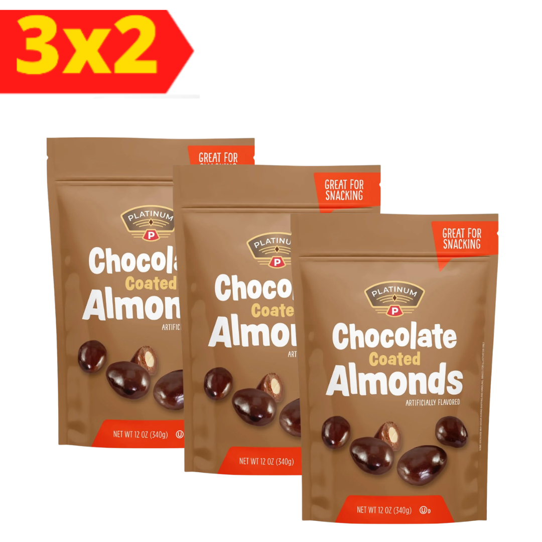 3x2 PLATINUM Almendras cubiertas de chocolate 340G