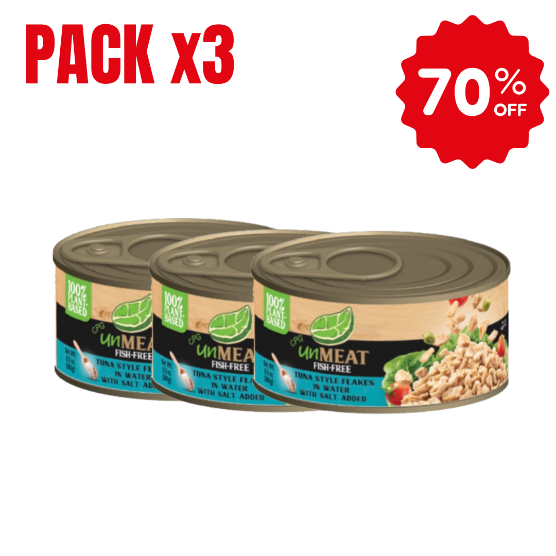 PACK X3 Unmeat Fish-free Atun Style Flakes in water whit salt