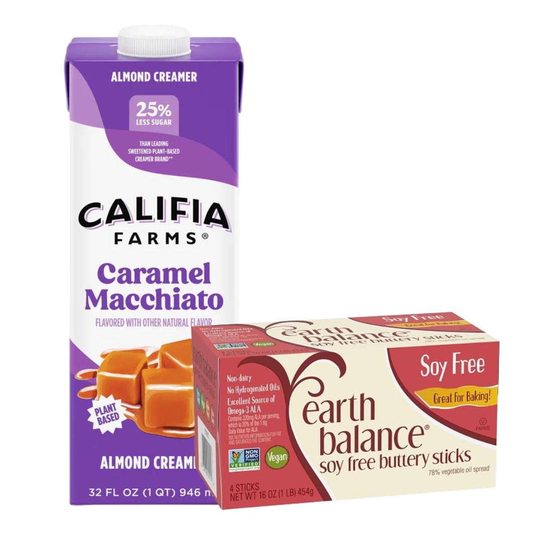 Pack Earth Balance Soy Free + Califia Creamer Caramel