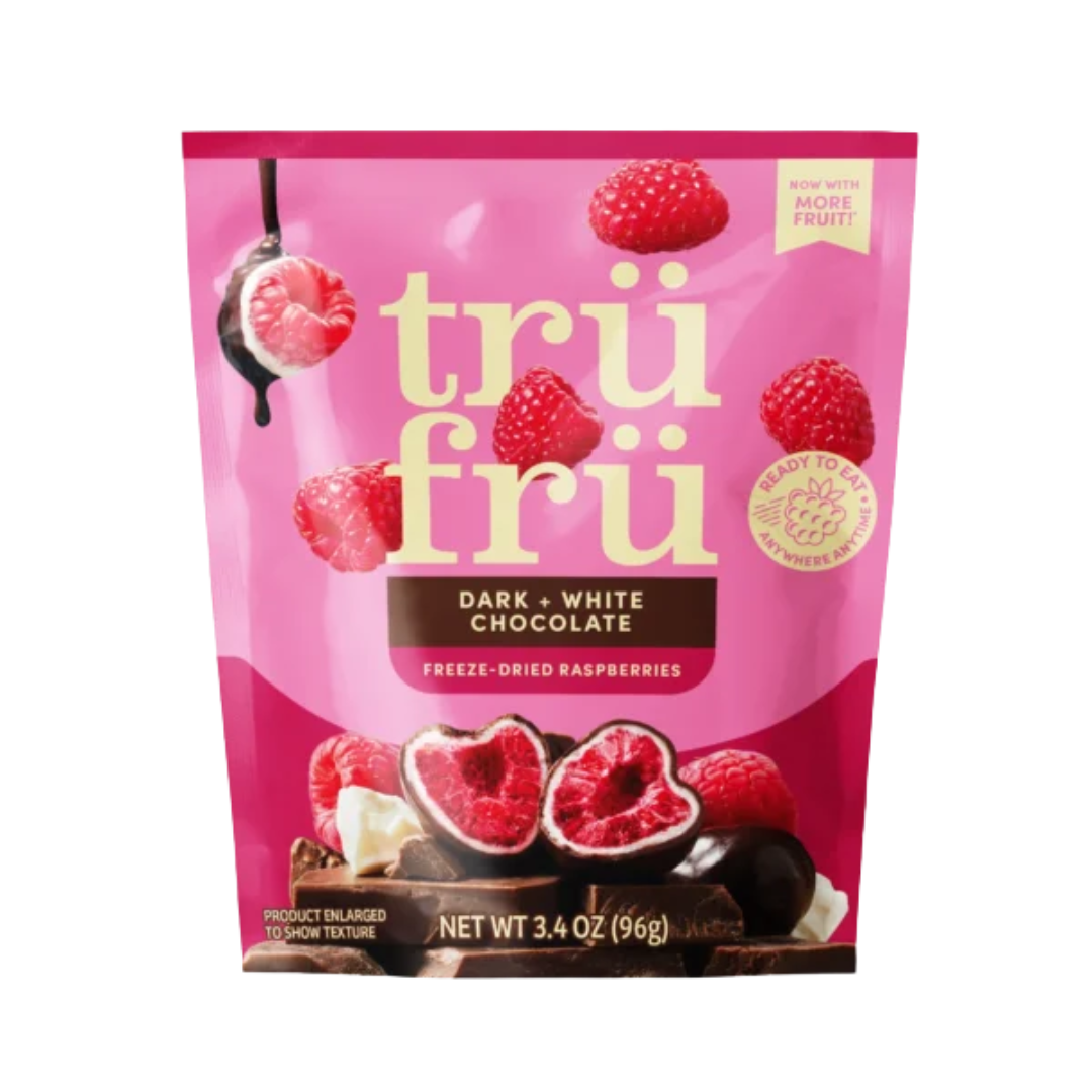 Tru Fru Frambuesas Liofilizadas Con Chocolate Blanco y Oscuro 96g